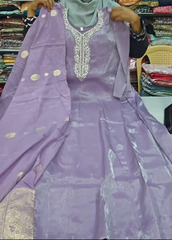 Premium Glass Roman Long Panel Anarkali with Dupatta | KS1185